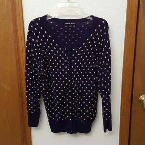 Cable & Gauge navy and polka dot cardigan